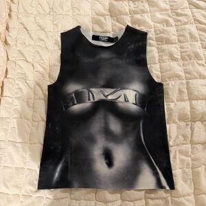Jaded London Black & Gray Sculpted Torso Print Tank